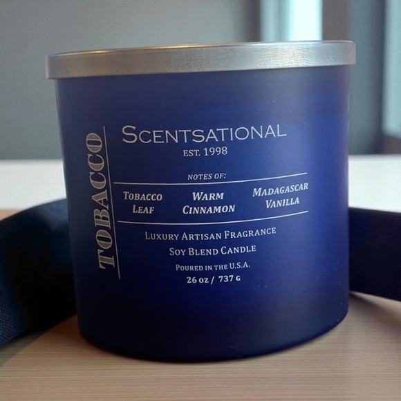 Scentsational Tobacco Candle 26 oz | Triple Cotton Wicks | Amber & Cedar Scent - Picture 1 of 1